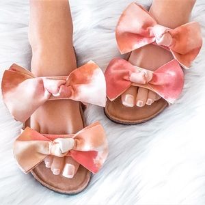 NEW! Double Bow Knot Tie-Dye Slide Sandals